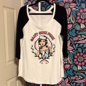 Torrid Graphic 3/4 Sleeve Tee - Black and White